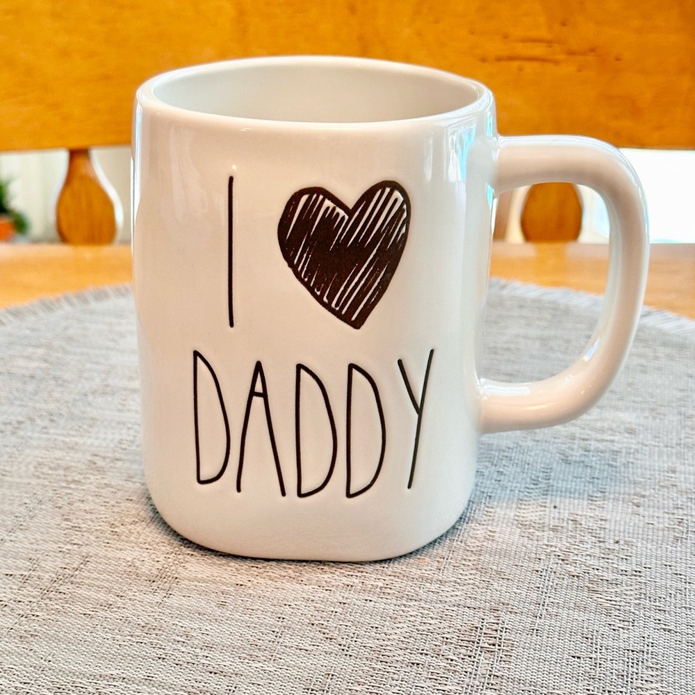 Rae Dunn I LOVE HEART DADDY Shaded Heart Ceramic Coffee Mug BRAND NEW!!